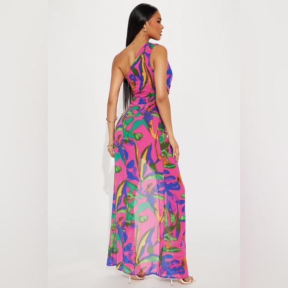 NEW NWT Fashion Nova Right Way Chiffon Maxi Dress - Multi Color size XL women’s - Picture 3 of 10